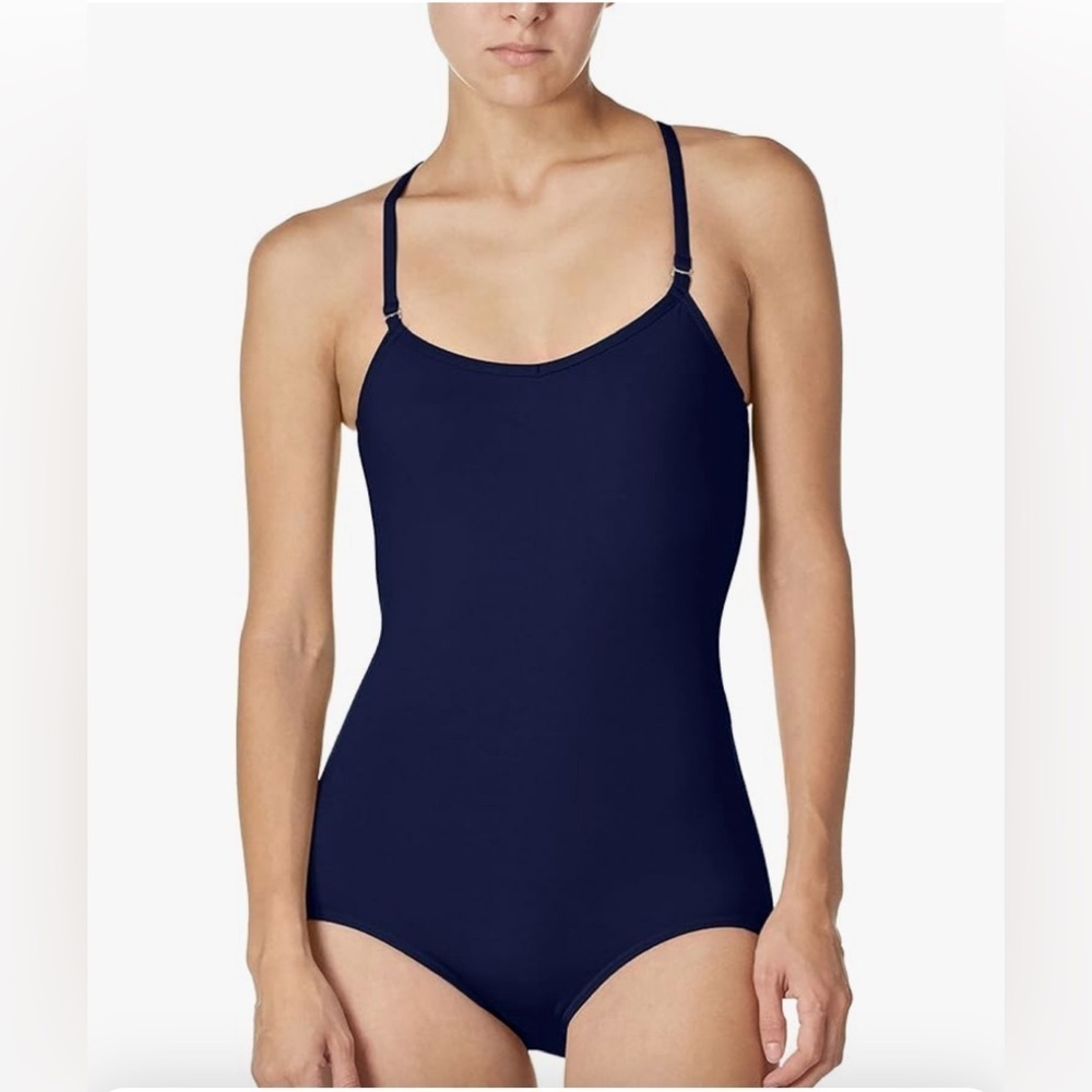 NWT Capezio women Navy Team Basic Camisole Leotard bodysuit size Large